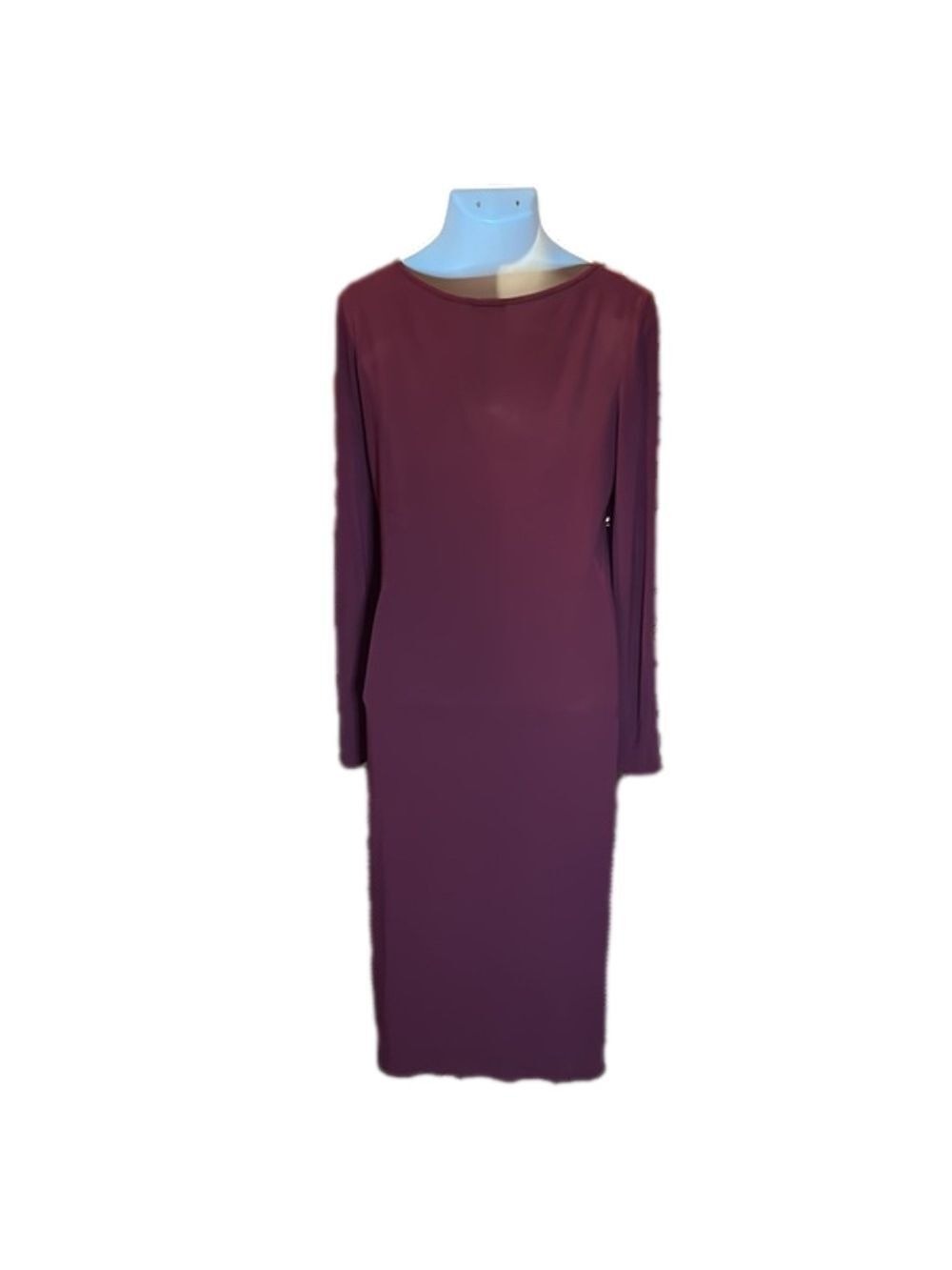 TOPSHOP Solid Maroon Long Sleeve Maxi Dress Size 12 - Picture 3 of 6